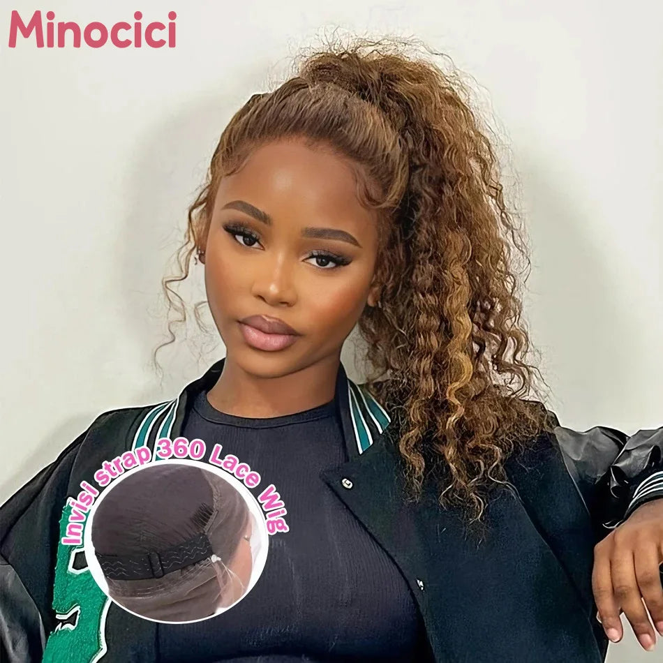 Brazilian Ombre Colored Deep Wave Frontal Wig