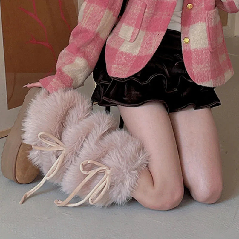 Faux Rabbit Fur Leg Warmers