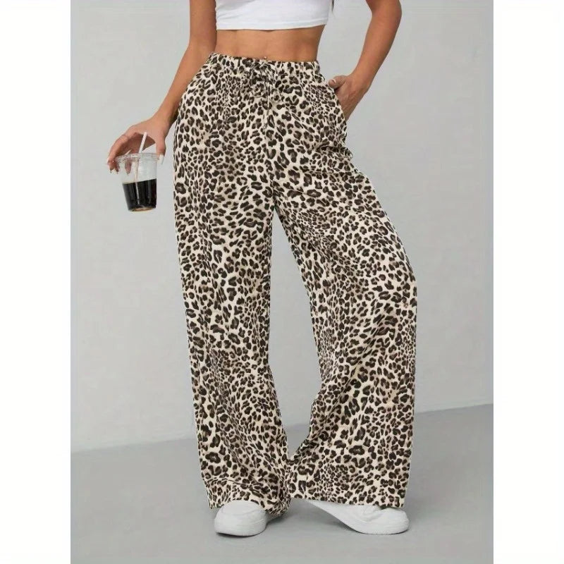 Leopard Print Straight Leg Pants