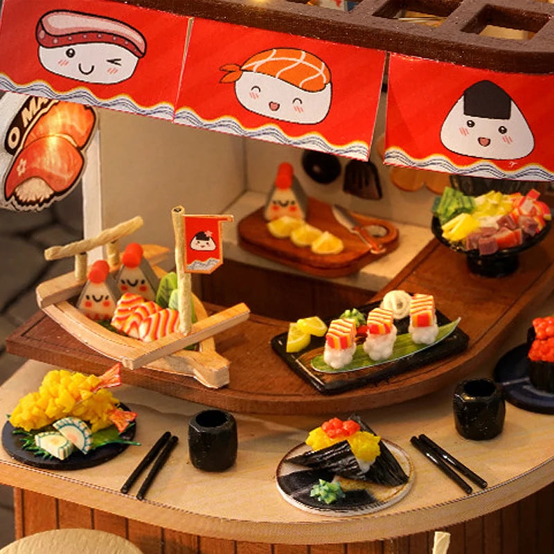 Wooden Miniature Doll House DIY Handmade Assembly Model Building Kit With Dust Cover