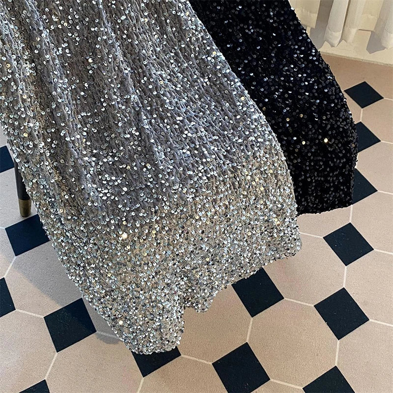 Sequin Decorate Midi Skirt