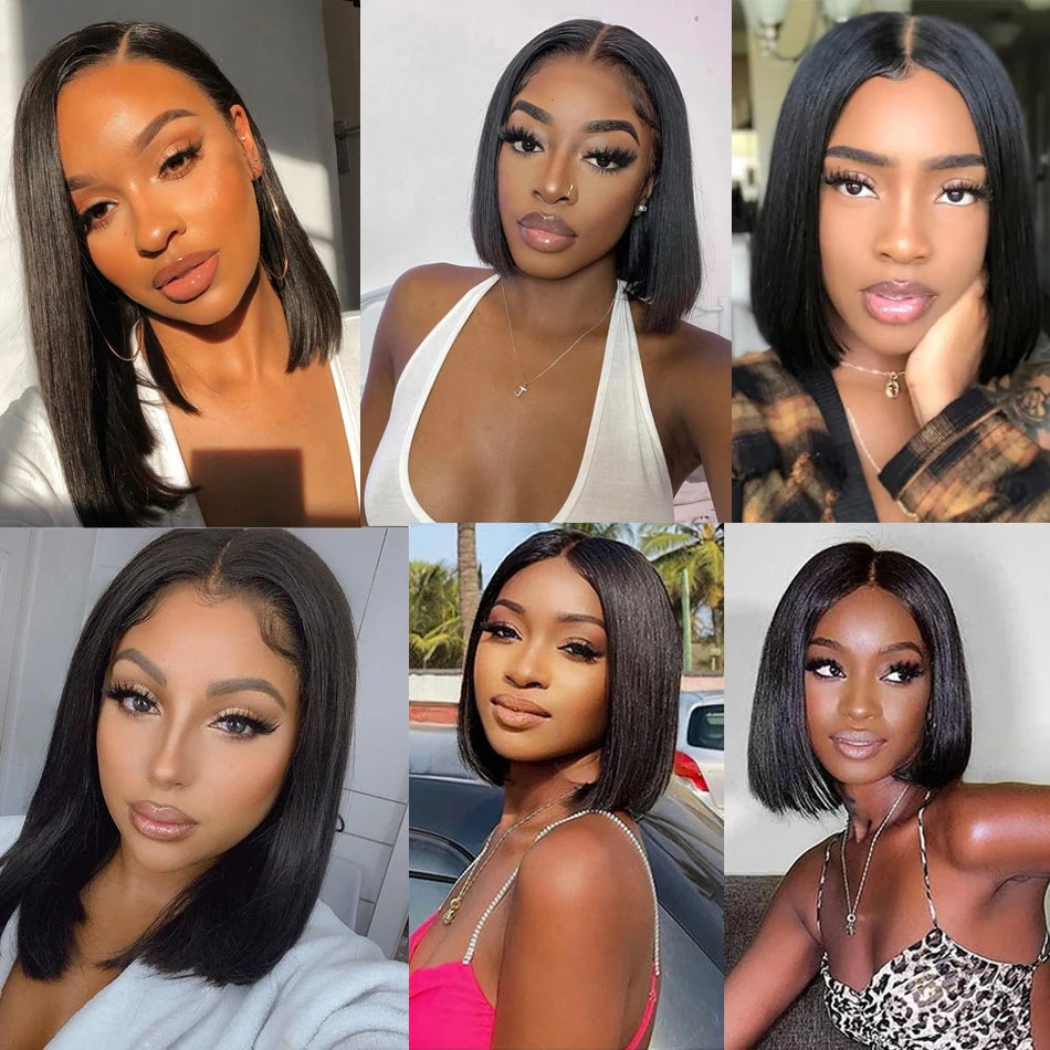 Brazilian Bone Straight Short Bob Human Hair Wig
