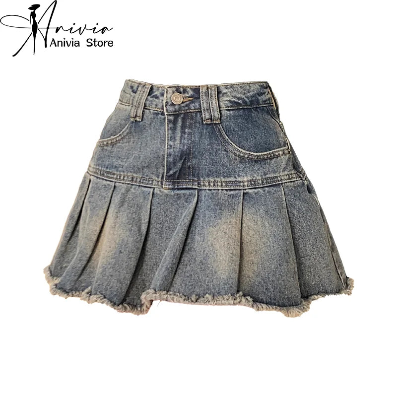 High Waist Denim Short Skirt
