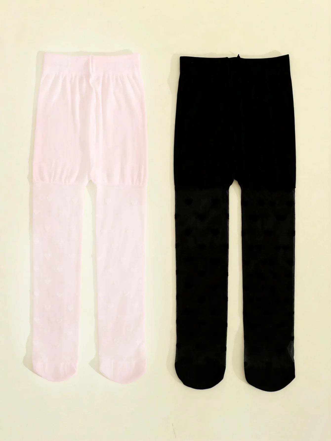 2 Pairs of Children Tight Pantyhose,Baby Girls Summer Thin Love Heart Stockings Little Princess Black,Pink Leggings Soft Hosiery