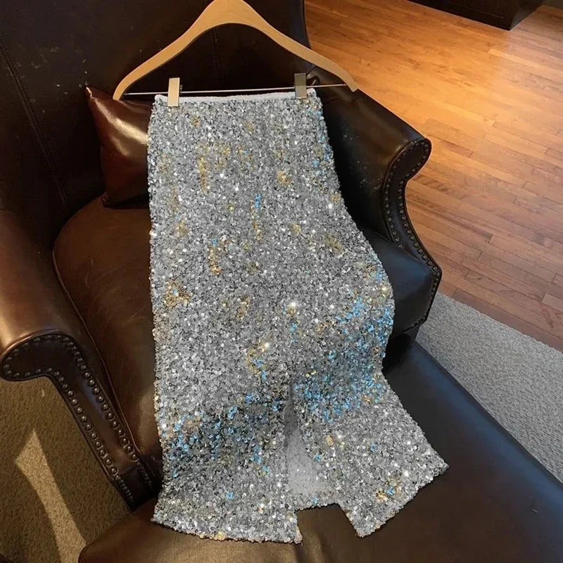 Sequin Decorate Midi Skirt