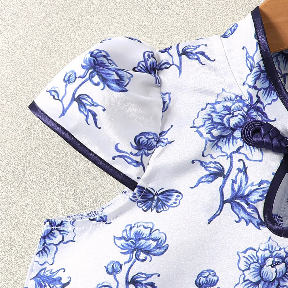 Porcelain Printed Cheongsam Dress