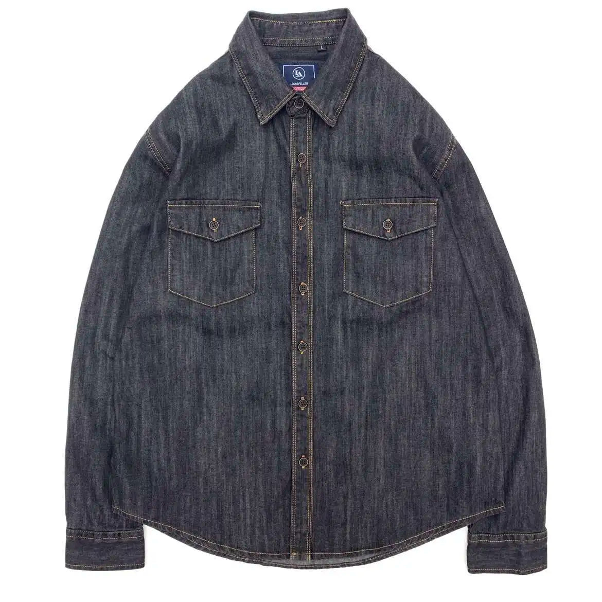 Heavyweight Washed Cotton Workwear Denim Shirt