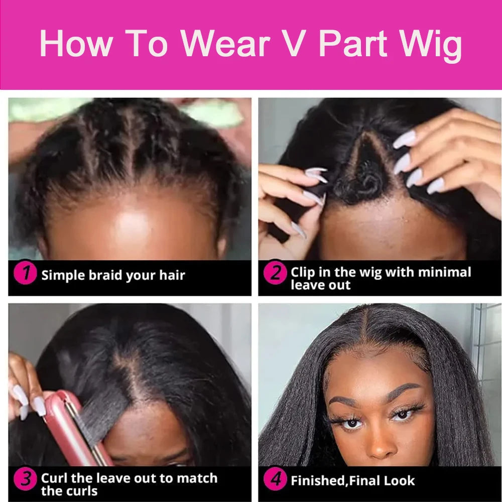 Kinky Straight V Part Wig