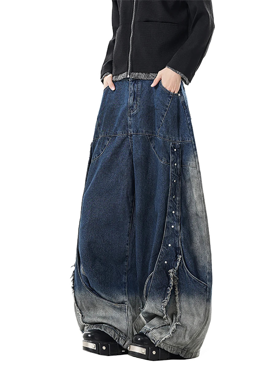 Denim  Graffiti Contrast Color Pants