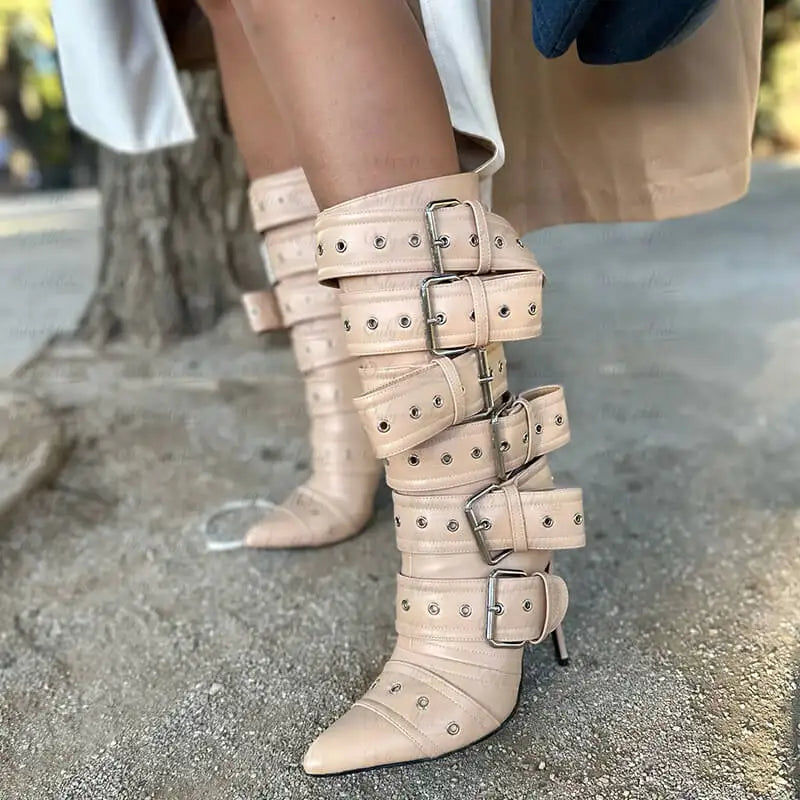 Pointed Toe Mid-Calf Boots