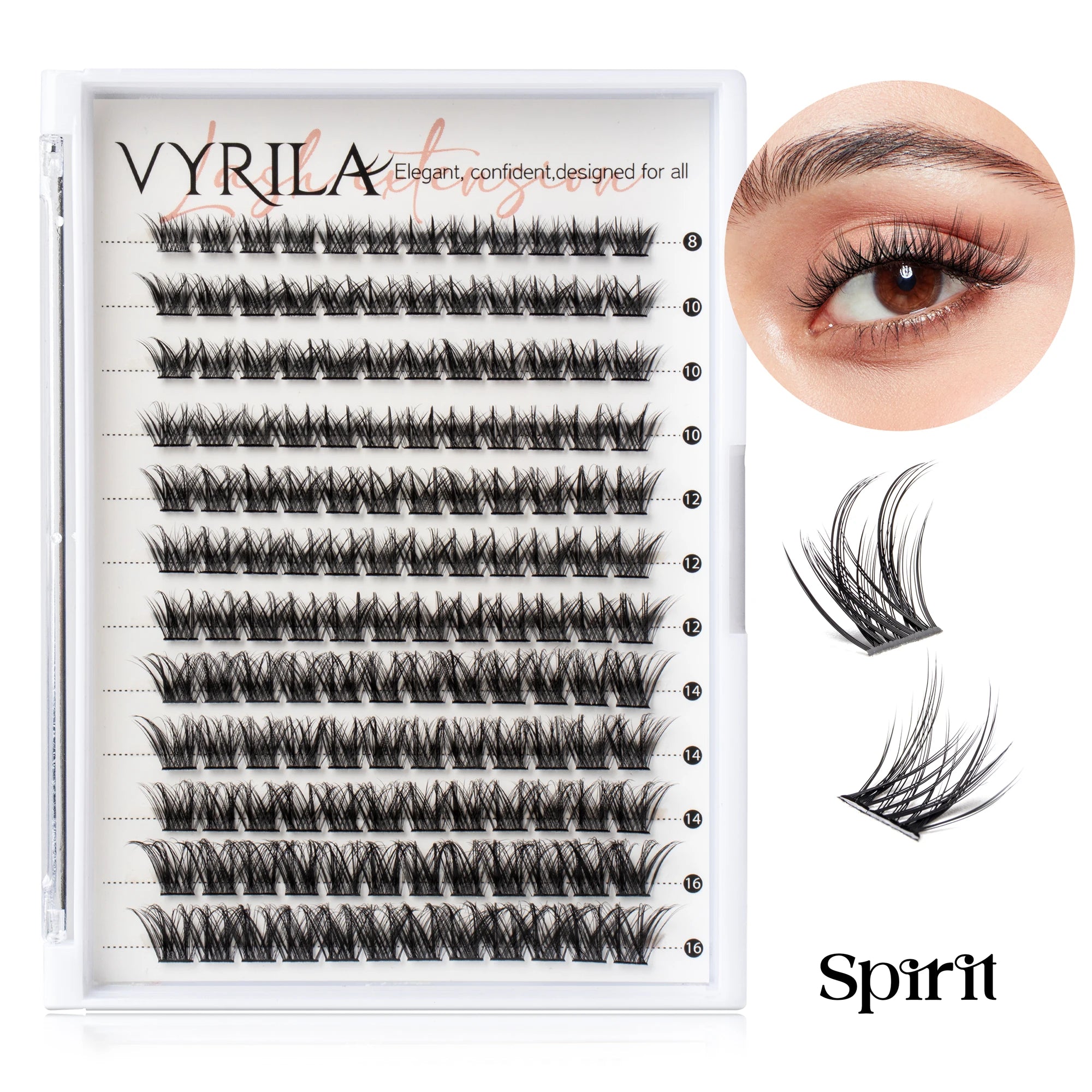 12lines Cluster Lashes 3D Fluffy Eyelash Clusters D Curl DIY Lash Extensions Super Thin Band Wispy Individual Lashes 8-16MIX