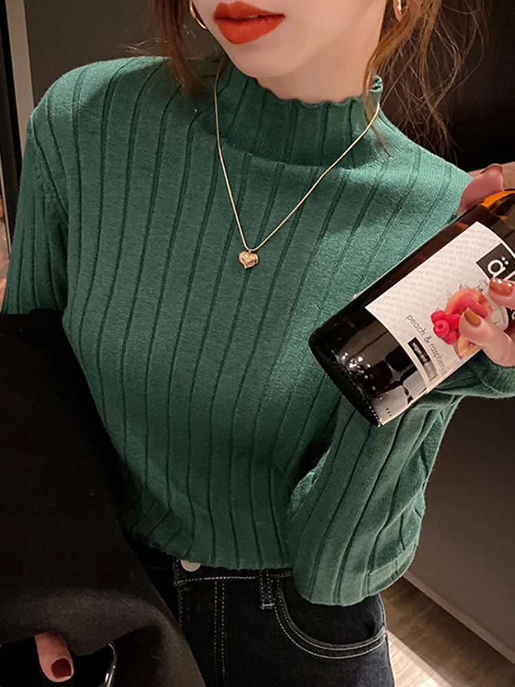 Knitted Ribbed Turtleneck Sweater