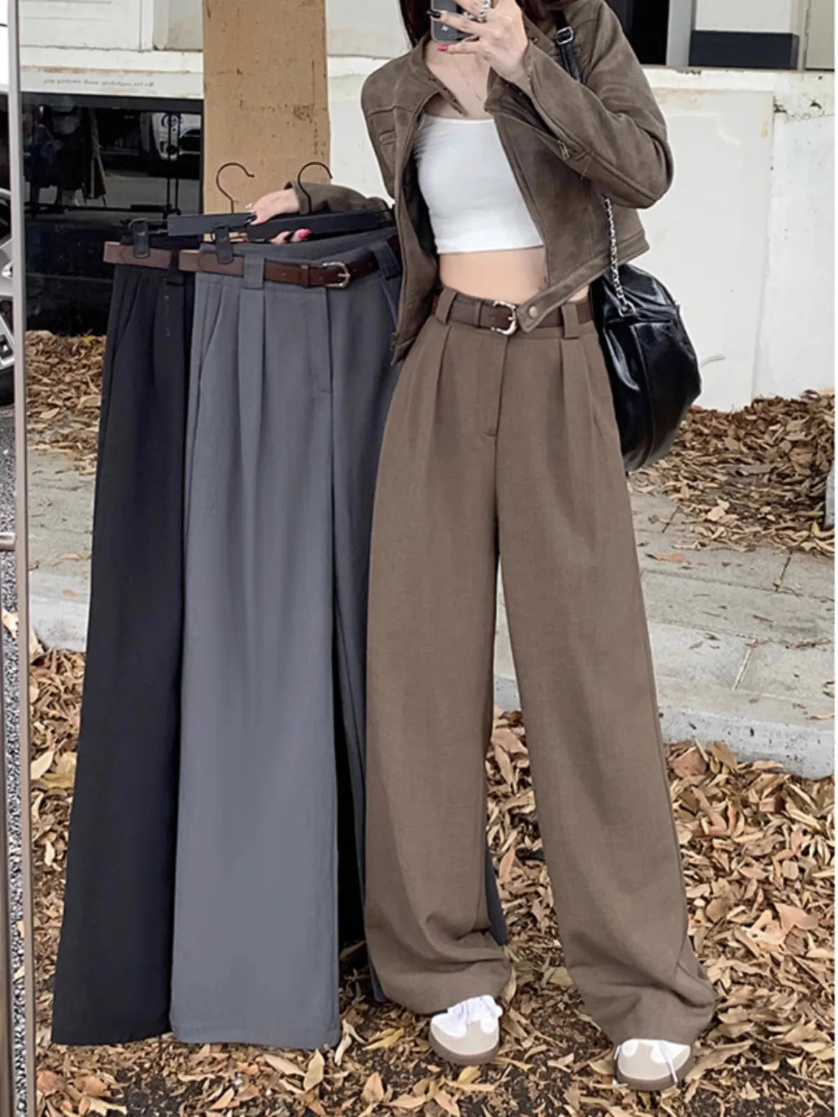 High Waist Draped Suit Pants