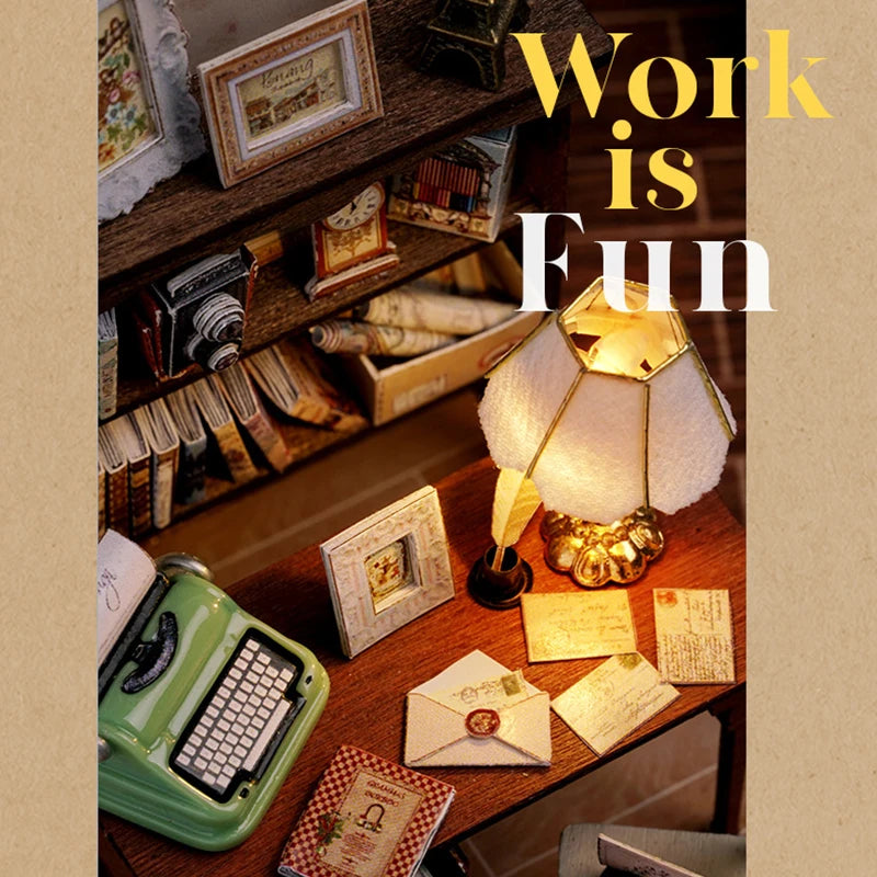 Wooden Miniature Doll House DIY Handmade Assembly Model Building Kit With Dust Cover