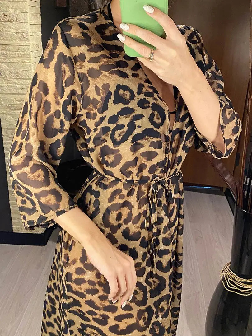 Leopard Printed Chiffon Cover Up