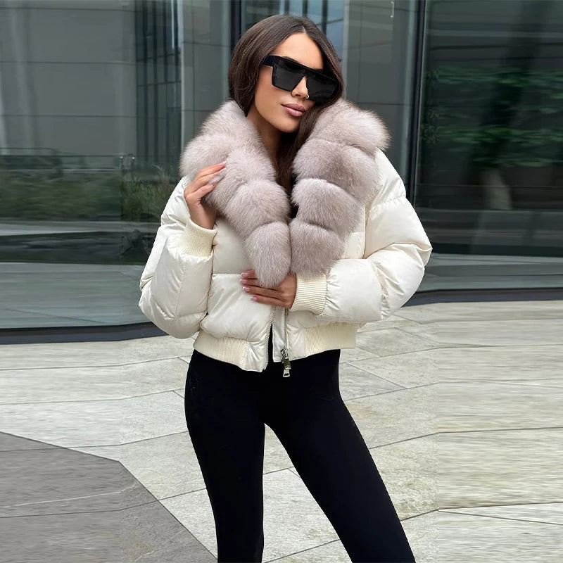 Wool Collar Spliced Short Cotton Jacket