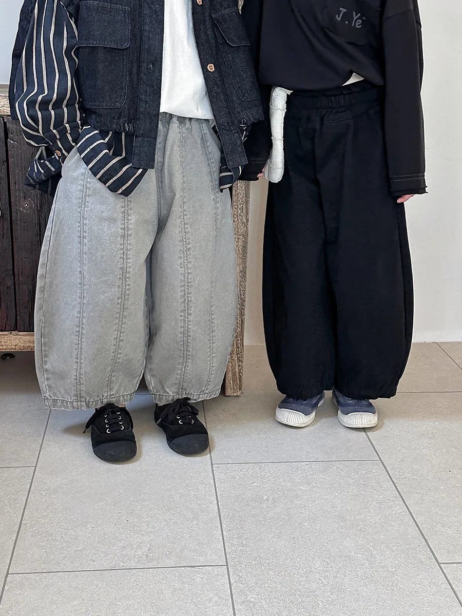 Children Clothes Kids Casual Loose Pants 2025 Boys Spring Loose Wide Legs Solid Color Fashionable Simple Kids Trousers