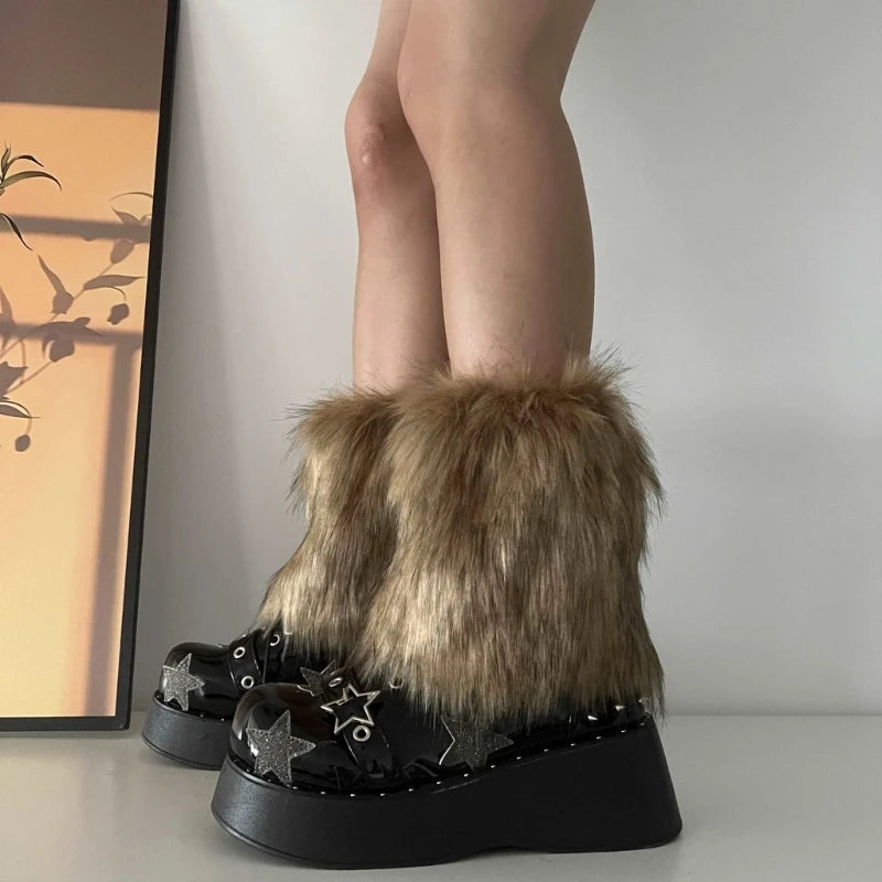 3 Colors 15cm Thicken Faux Furs Plush Leg Warmers