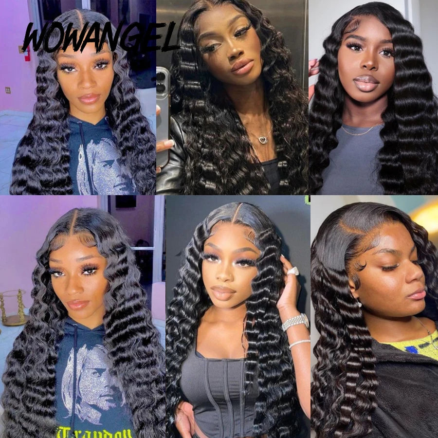 32 inch HD Lace Frontal With Bundles Deep Wave Human Hair 5x5/6x6/13x4/13x6 Brazilian Remy Hair Melt Skins Hair Weave Extension