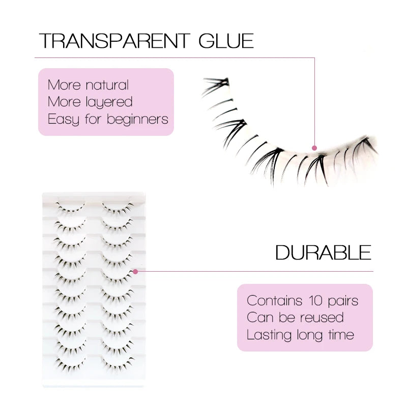 10/6/5Pairs Lower Lashes Natural Under Eye Lashes Soft 16 Different Styles False Eyelash Clear Band Faux Mink Fake eyelashes