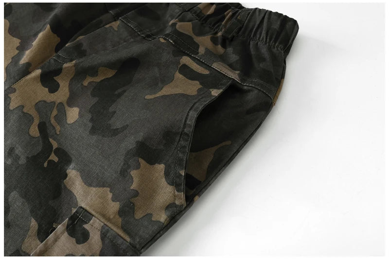 Kids Casual Trousers Camouflage Long Pants For Boy Spring Fall Children Cotton Military Clothing 6-14 Years Old