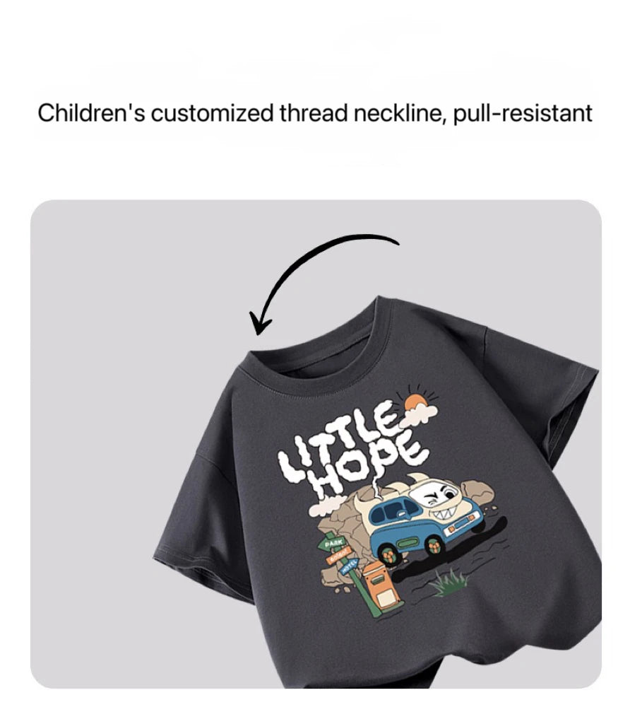 1pcs Summer Boys Car Cartoon Tees Fashion Tops Childrens Short Sleeve Clothes Printed Pattern T-shirts Child Loose Casual Tshirt