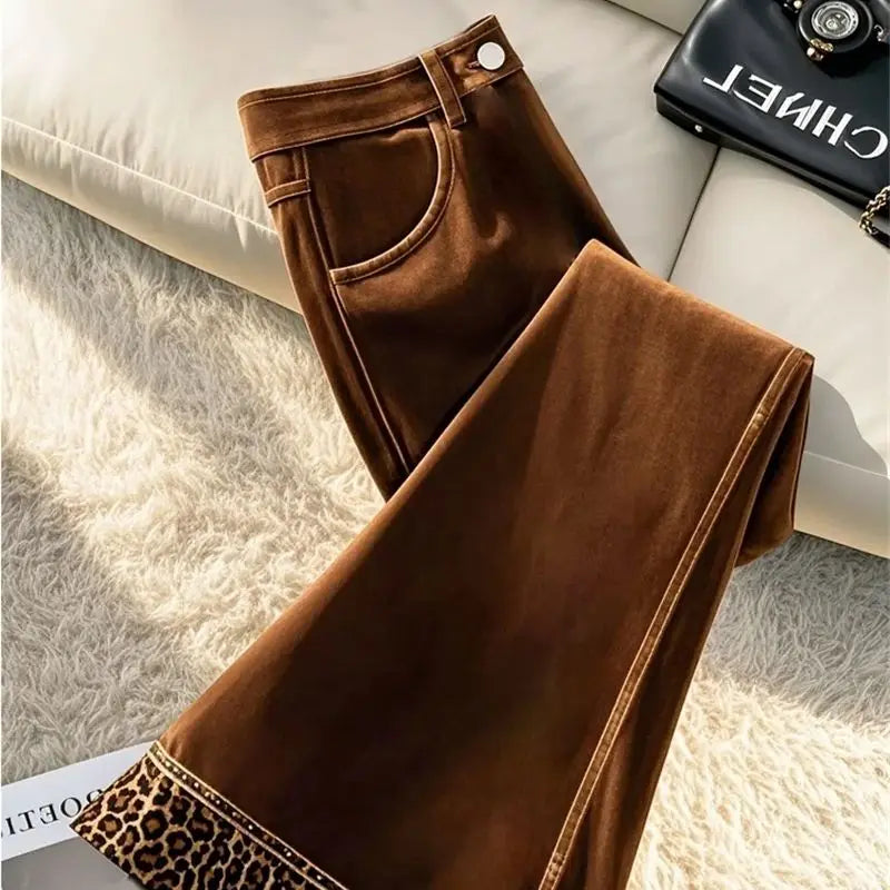 Leopard Print Trim Pant