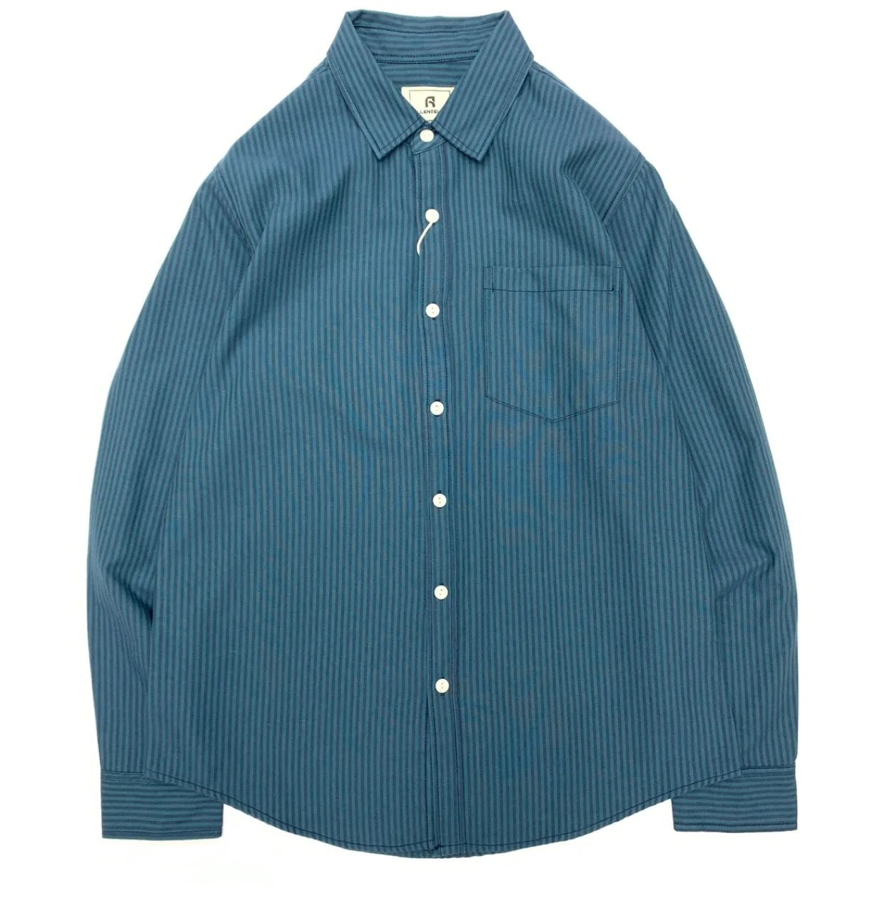 Retro Long Sleeve Lapel Oxford Striped Shirt