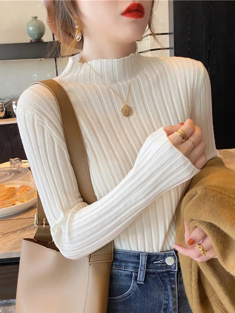 Knitted Ribbed Turtleneck Sweater