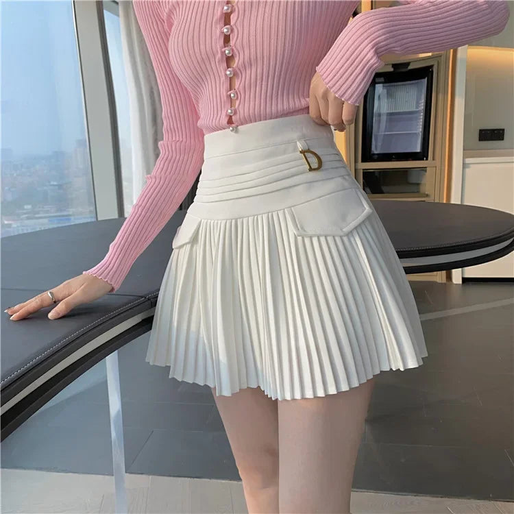 White Pleated Skirt