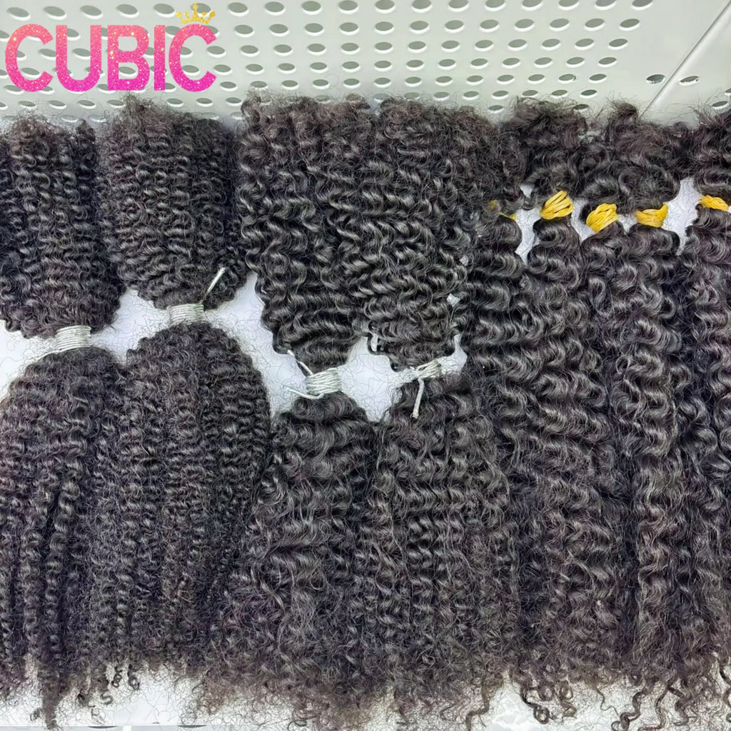 1B# 4C Afro Kinky Curly Human Hair Bulk Extension