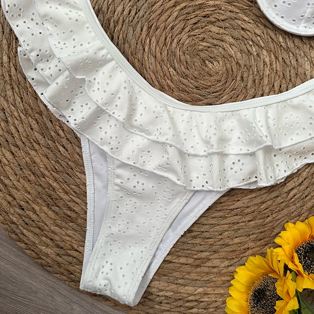 2024 Sexy Bikinis Floral Swimsuit Women Swimwear Push Up Beachwear Solid Bathing Suit Brazilian Bikini Set biquini Female