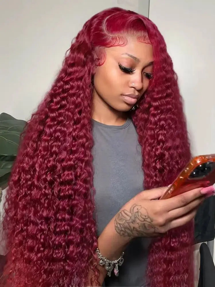Burgundy Brazilian Deep Wave Wig