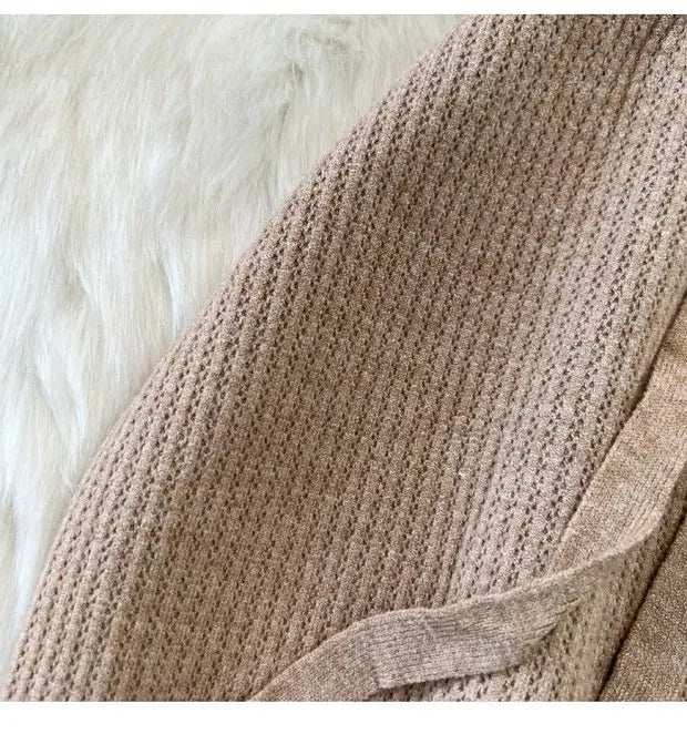 Zipper Hooded Slim Fit Knitted Sweatshirt Set