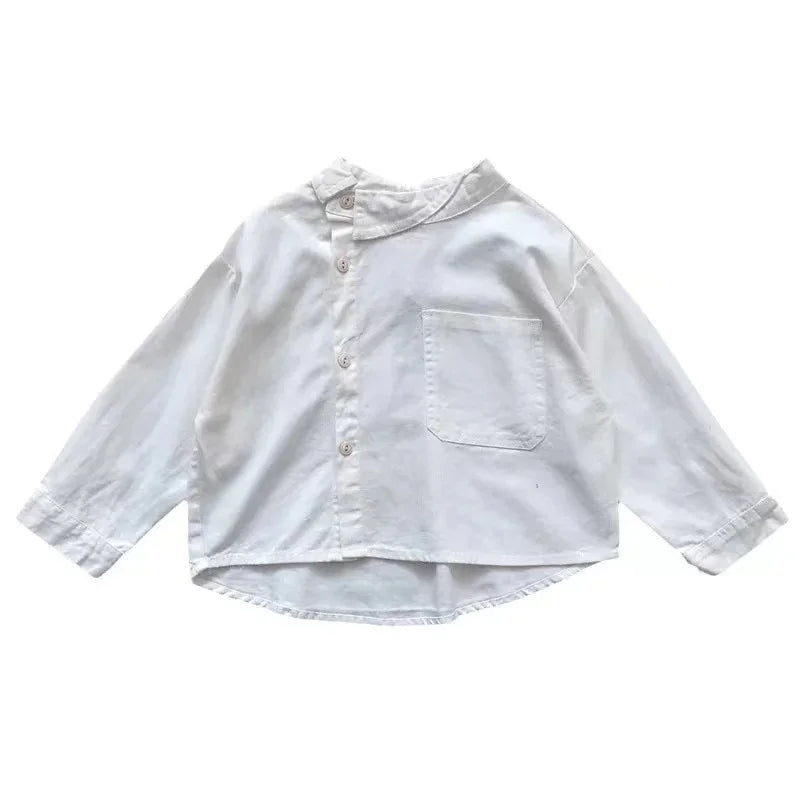 Boys Baby's Kids Blouse Jacket Outwear 2023 White Spring Autumn Shirts Cotton Gift Plus Size Children's Clothing