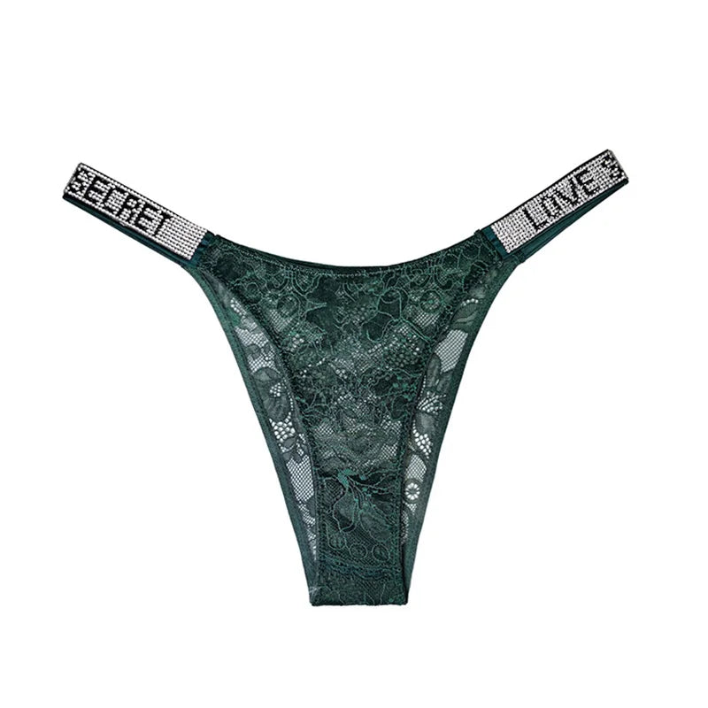 Rhinestone Lace Letter Panty