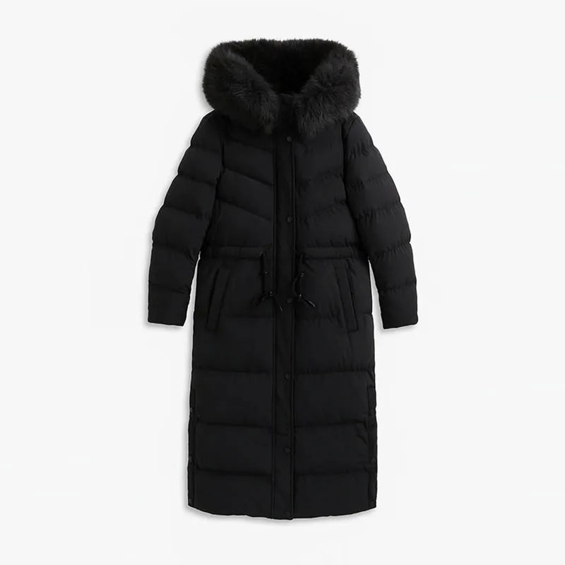 Long Down Fur Hooded Jacket