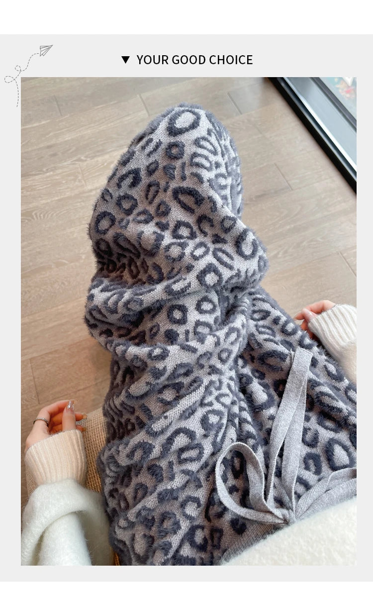 Leopard Print Contrast Color Basic Full Length Wide Leg Pants