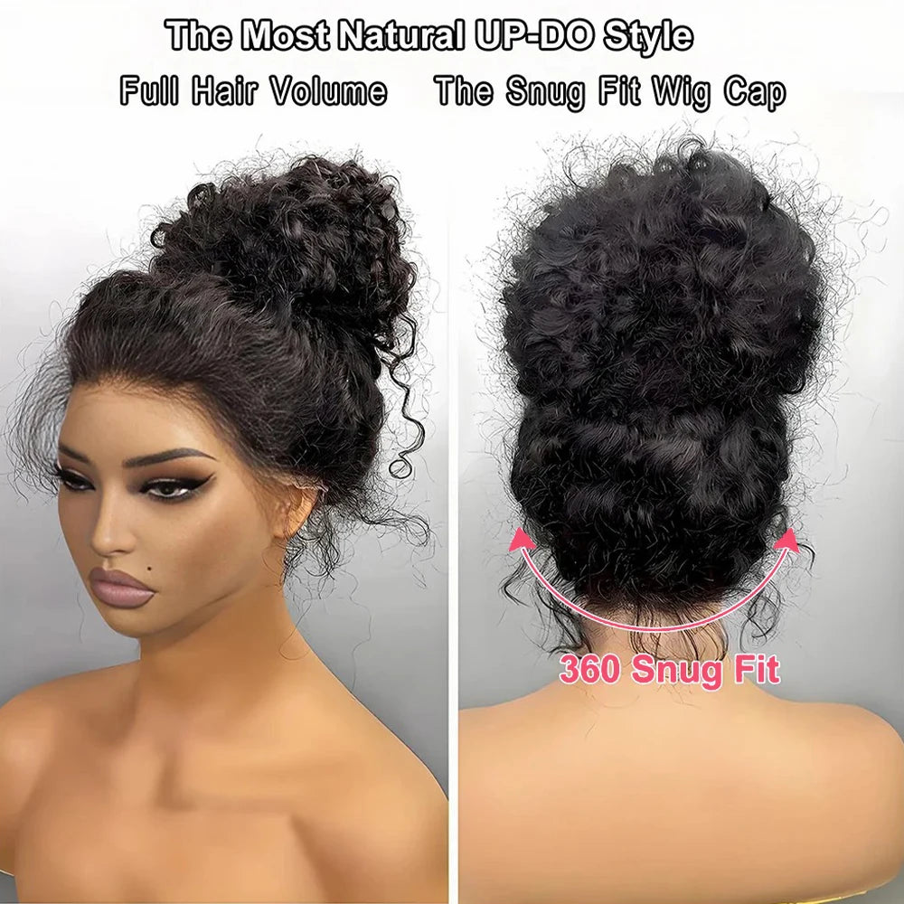 360 HD Full Lace Front Wigs Deep Wave Wig 100% Brazilian Human Hair Pre Plucked Curly Invisible Strap Glueless Wig Water Wave