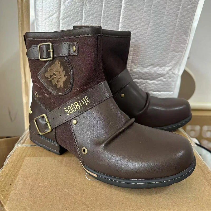 Metal Buckle Zipper Motorcycle Boots