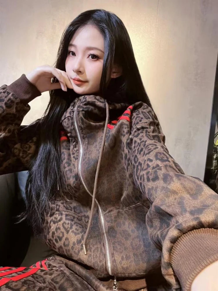 Leopard Print Sports Suit