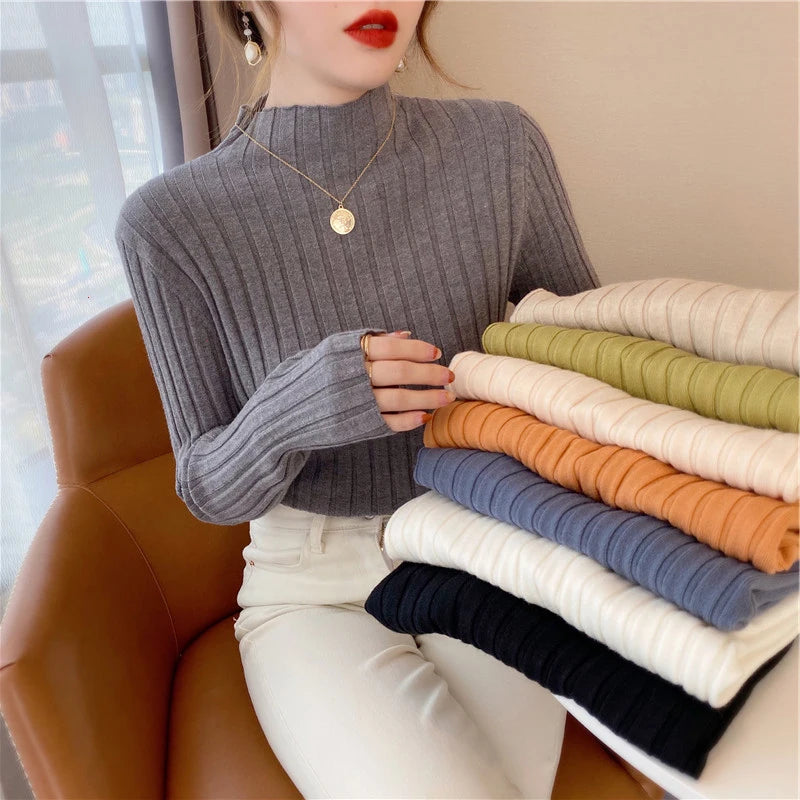 Knitted Ribbed Turtleneck Sweater