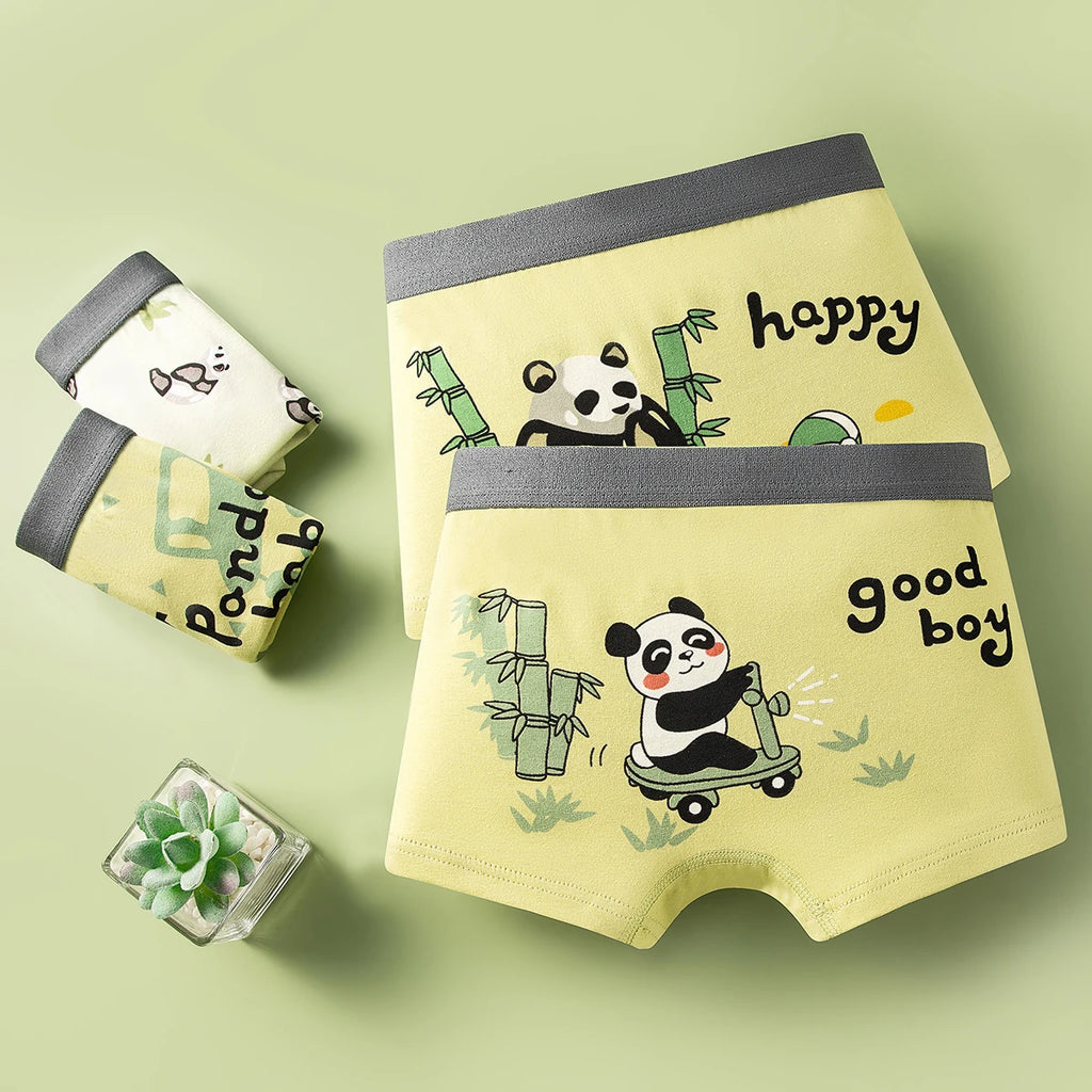 4PCS/Set Kids Boxer Underwear Cotton Cute Cartoon Bamboo Panda Children Shorts Cartoon Lovely Underpants Soft Little Boy Panties