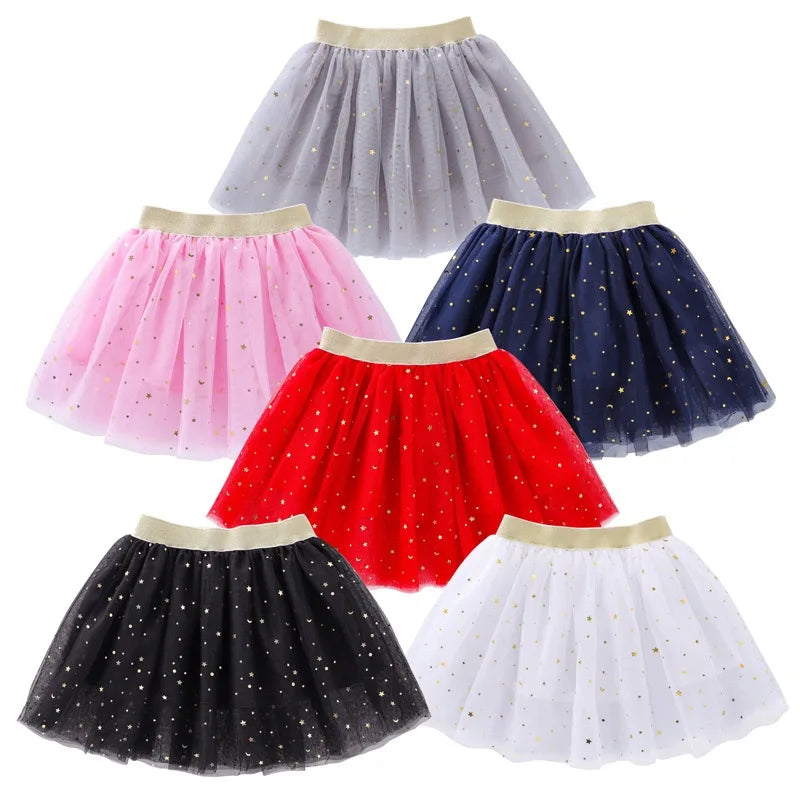 1pcs Summer Children Princess Skirts Baby Tutu Skirt Kids Star Glitter Dance Sequin Birthday Party Skirt Girl Ballet Short Skirt