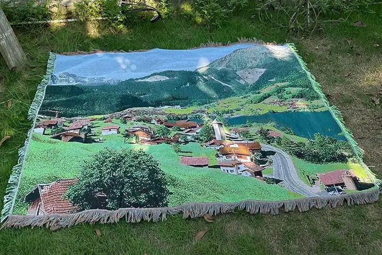 Snow Mountain Forest Cotton Thread Woven Blanket