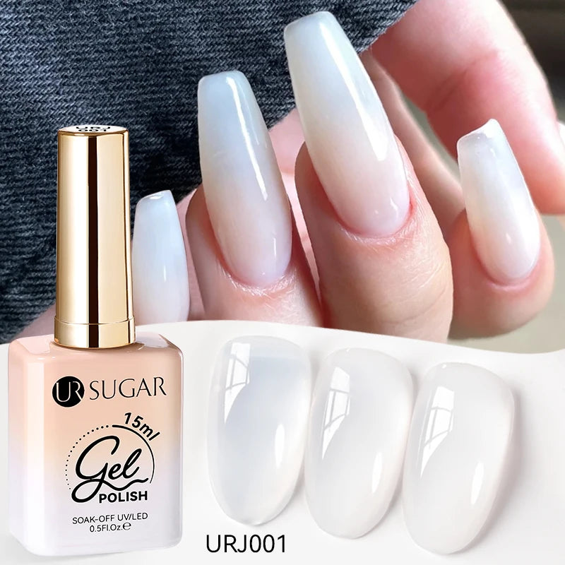 UR SUGAR 15ml Jelly Milky White Translucent Color Gel Polish Semi Permanent UV Gel Nail Art Soak Off Gel Varnish Latest Fashion