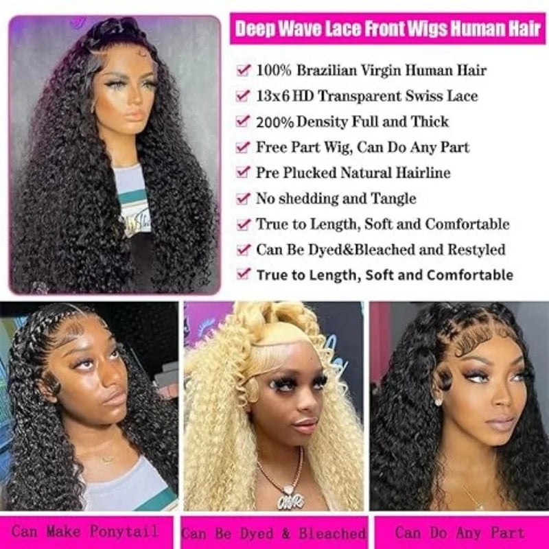 Natural Curly Deep wig 40 Inch HD Lace Wig