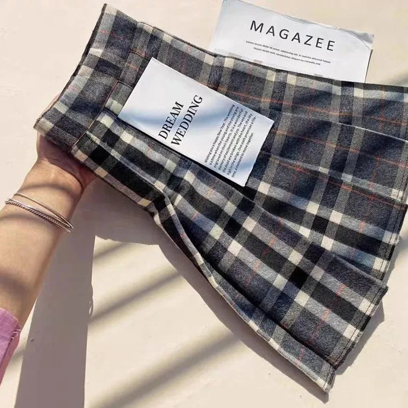 Plaid Woolen Pleated Skirt