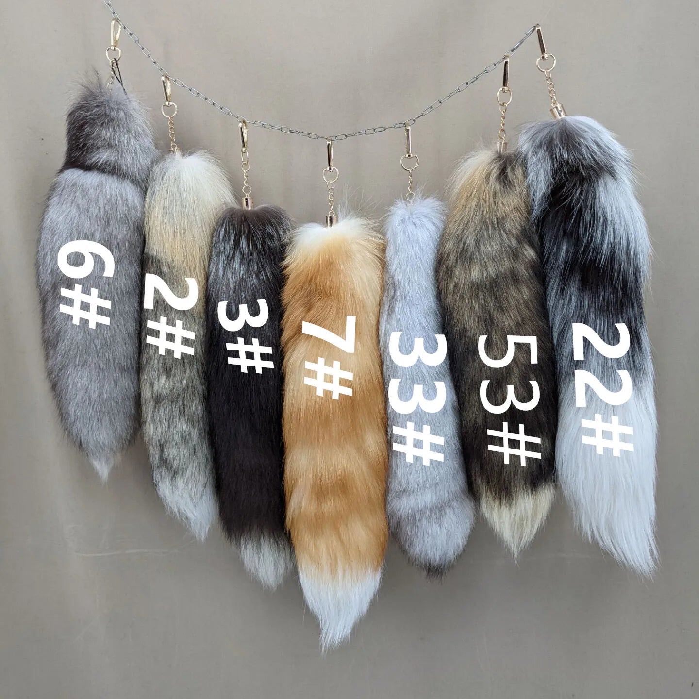 Natural Fox Fur Tail Keychain