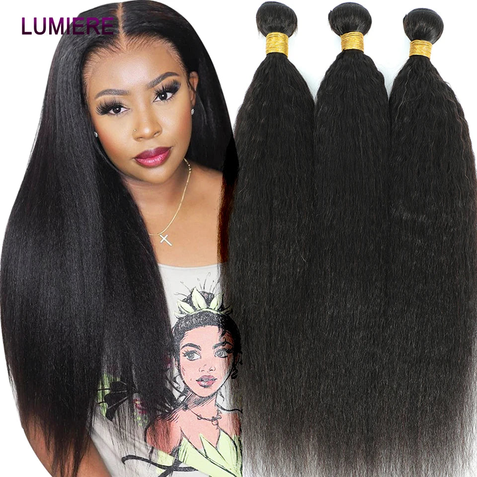 Brazilian Kinky Straight Curly Bundle Human Hair 30 34Inch Deep Wave Raw Hair Bundle 100% Unprocessed Double Weft Hair Extension
